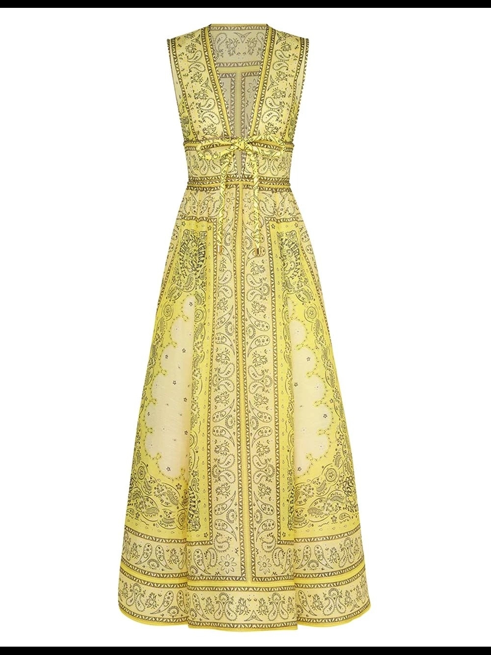 Zimmermann Yellow Paisley Tie-Waist V-Neck Midi Dress. No tags, Never Worn. - Picture 4 of 9